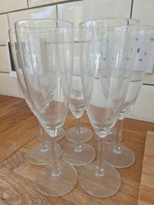 Eight champagne flutes