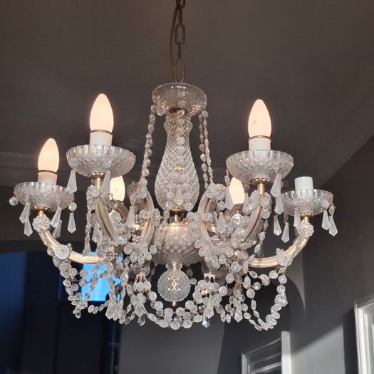 Vintage crystal 6 light chandelier