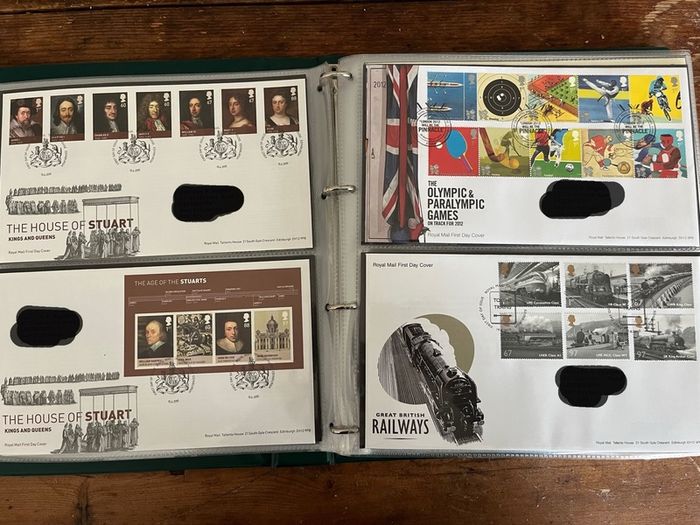 Collection of  77 UK First Day Cover stamps 2010 to 2013 in album