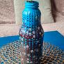 Hand Painted Blue and Brown Floral Bottle Image 6
