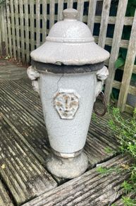 Antique French Stoneware and Enamel Pot