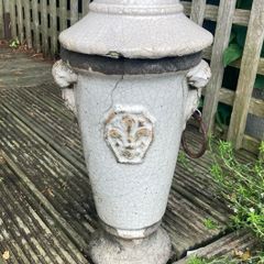 Antique French Stoneware and Enamel Pot