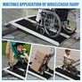 Wheelchair Ramp,91.5cm Folding Portable Aluminum Ramp, 362kg Capacity,with Transition Plate and Reflective Warning Stickers, for Wheelchair Scooters Power Chairs Walkers Metallic Image 4