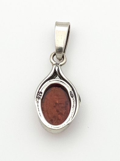 Vintage 925 Sterling Silver Natural Baltic Amber Charm