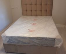 Double bed in mink color