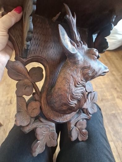 antique carved stag shelf