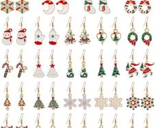 24 Pairs Christmas Earrings for Women, EBANKU Christmas Theme Drop Dangle Earrings Sets Christmas Drop Dangle Earrings Xmas Jewelry Earrings Set for Women Girls