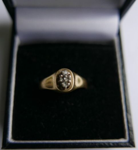 Vintage 14K White Yellow Gold  Diamond Wedding Engagement  Ring size P1/2 - 3,6g