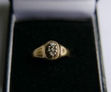 Vintage 14K White Yellow Gold  Diamond Wedding Engagement  Ring size P1/2 - 3,6g