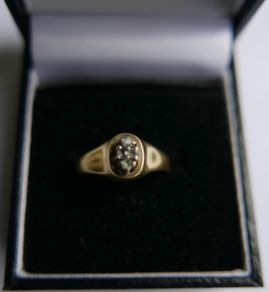 Vintage 14K White Yellow Gold  Diamond Wedding Engagement  Ring size P1/2 - 3,6g