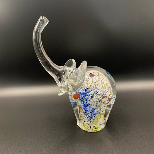 Vintage Murano Style Art Glass Elephant Paperweight: