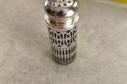 Antique Silverplate and Cobalt Glass Pepper Shaker
