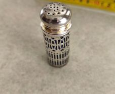 Antique Silverplate and Cobalt Glass Pepper Shaker