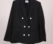 Sandro Paris Black Micro Polka Dot Double-Breasted Tailored Blazer Jacket 12UK/40EU
