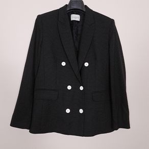 Sandro Paris Black Micro Polka Dot Double-Breasted Tailored Blazer Jacket 12UK/40EU