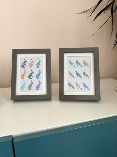 four framed pictures