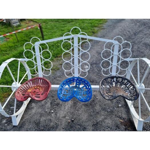 Cart Wheel Bench With tractor Seats KAS1359