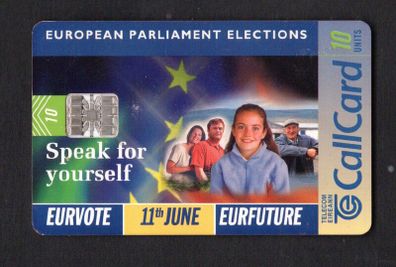 1999 Ireland 10 unit to encourage people to vote in the 11th of June 1999 European General Elections (Schlumberger SC7) Call Card Used