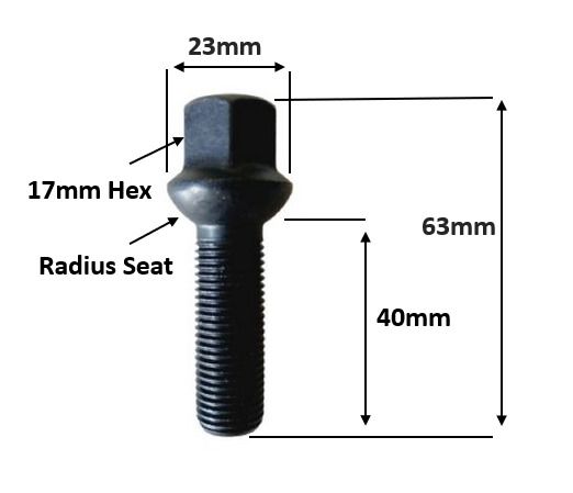 16 x Extended Wheel Bolts Audi, Volkswagen, Seat, Skoda (M14x1.5) 40mm (CZB20) Delivery