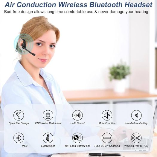G2 Open Ear Headphones with Noise Cancelling Microphone, Wireless Earphones