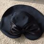 Navy Blue Wide-Brim Occasion Hat with Satin Bow Image 2