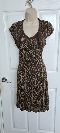Bellissima Brown Spiderweb like Dress  Cotton/Mix Size Small