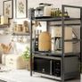 Expandable Microwave Shelf,3-Tier Microwave Stand,Black Adjustable Kitchen storage & Organisation, Heavy Duty Microwave Rack with Knife Holder, Cutlery Box & Cutting Board Rack Image 7