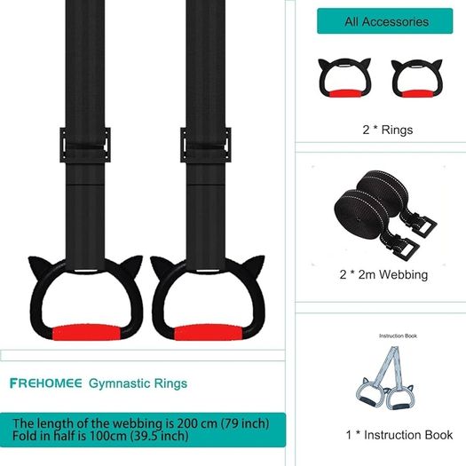 New Gymnastic Rings,Both for Adults and Kids,Support 360LBS,Home Fitness Equipment for Children, Kid's Indoor Pull up Bar for Stretching and Height Increas