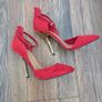 Red Suedette Ankle Strap Stilettos Size 5 Image 2