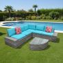 Victoria Corner Garden Sofa Set Large Outdoor Rattan Lounge with Table 220x220cm Image 2