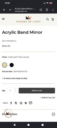 Shades of Light Gold & Clear Acrylic Statement Mirror