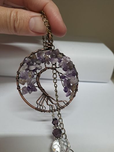 Amethyst Handmade Tree of Life Crystal Suncatcher