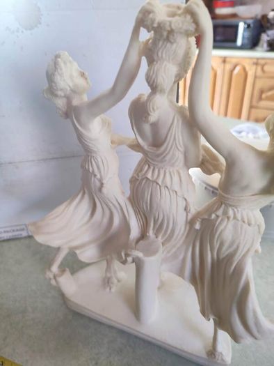 Greek Roman Plaster Sculpture 3 Women Holding Hands  Sculpture