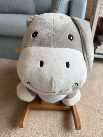 Mamas & Papas Ellery the Rocking Animal in gray plush.