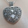 Antique sterling silver jewelled heart pendant mounted on mother of pearl base necklace Rrp 250 Image 10