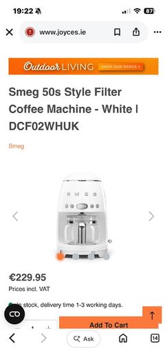 Smeg White Coffee Machine