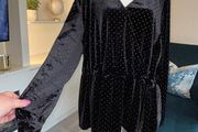 Brand-New Ladies Black &amp; Gold Long Sleeved peplum Faux Wrap Top from Marks &amp; Spencer