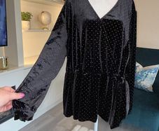 Brand-New Ladies Black & Gold Long Sleeved peplum Faux Wrap Top from Marks & Spencer