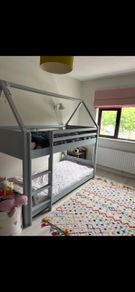 grey bunk beds
