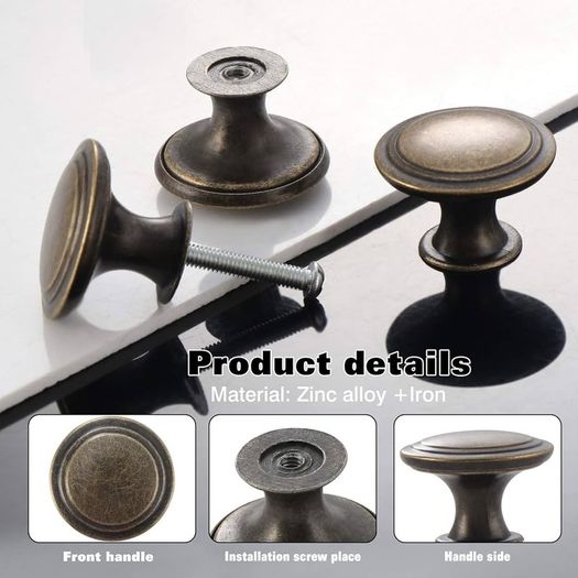 NEW SALE | 24PCS Vintage Cabinet Knobs, Chic Drawer Knobs, Antique Brass Kitchen Cupboard Handles, 30mm Round Furniture Door Knobs