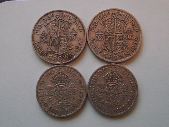 Great Britain. George VI. 2 Half Crowns & 2 Florins (1947+-1948)