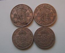Great Britain. George VI. 2 Half Crowns & 2 Florins (1947+-1948)