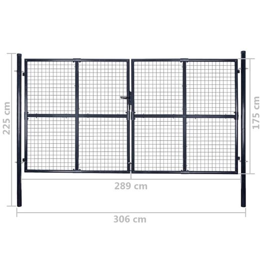 Mesh Garden Gate Galvanised Steel 289x175 cm Grey