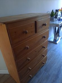 solid wood pine chest of drawers