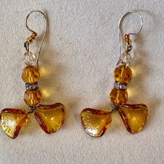Amber Glass Dangle Earrings