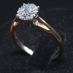 Vintage 9ct Gold Diamond Engagement Ring Size 51/52