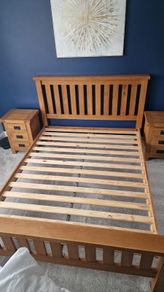 King Size Kingston Oak Bed Frame + Matching Bedside Lockers