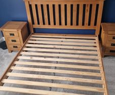 King Size Kingston Oak Bed Frame + Matching Bedside Lockers