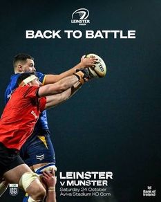2 x Leinster v Munster Tickets - 24th October - Aviva Stadium