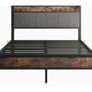 Double Bed Frames with Storage Headboard,Heavy Duty Metal Upholstered Platform Bed Frame Image 2